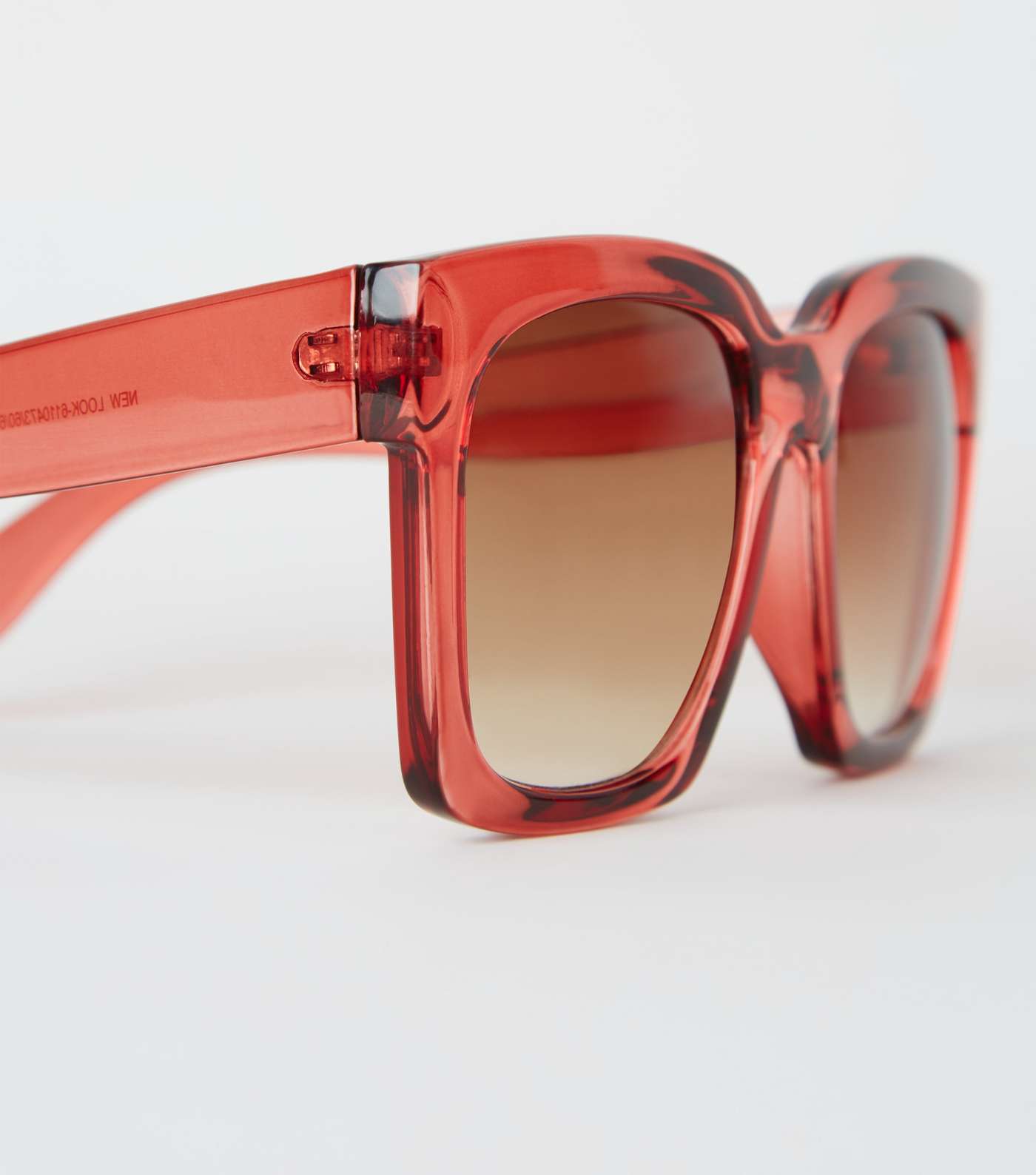 Red Oversized Rectangular Sunglasses  Image 3