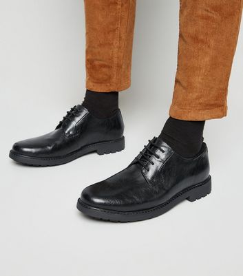 Black Cleated Sole Derby Shoes | New Look