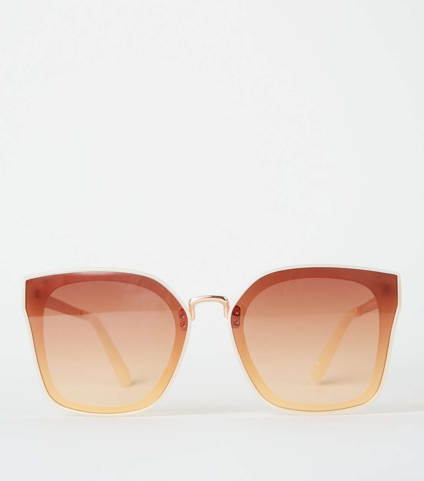 Cream Oversized Rimless Sunglasses  Image 4