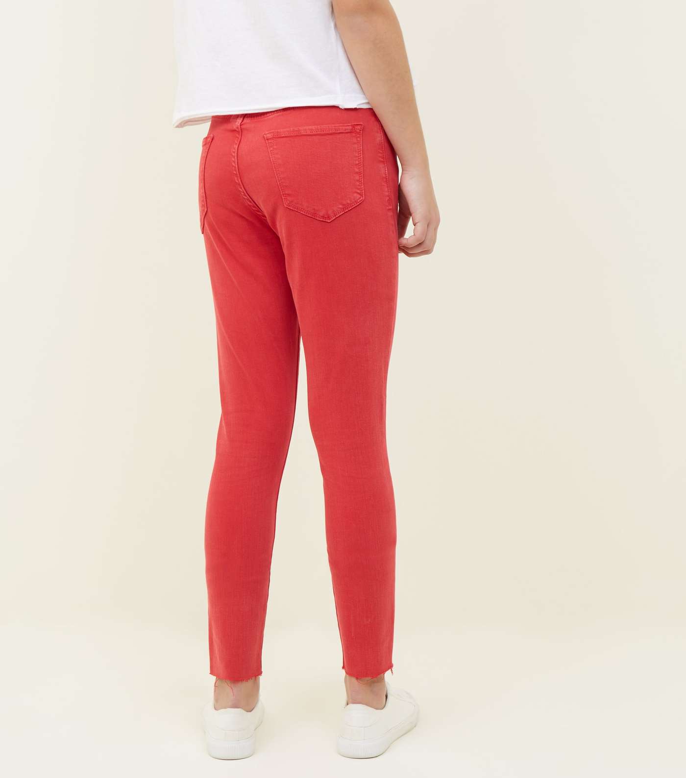 Girls Red Ripped Skinny Jeans  Image 3