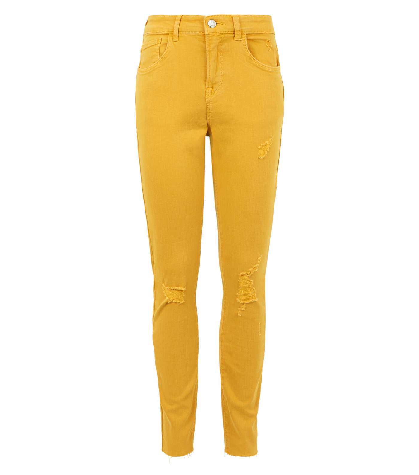 Girls Mustard Ripped Skinny Jeans  Image 4