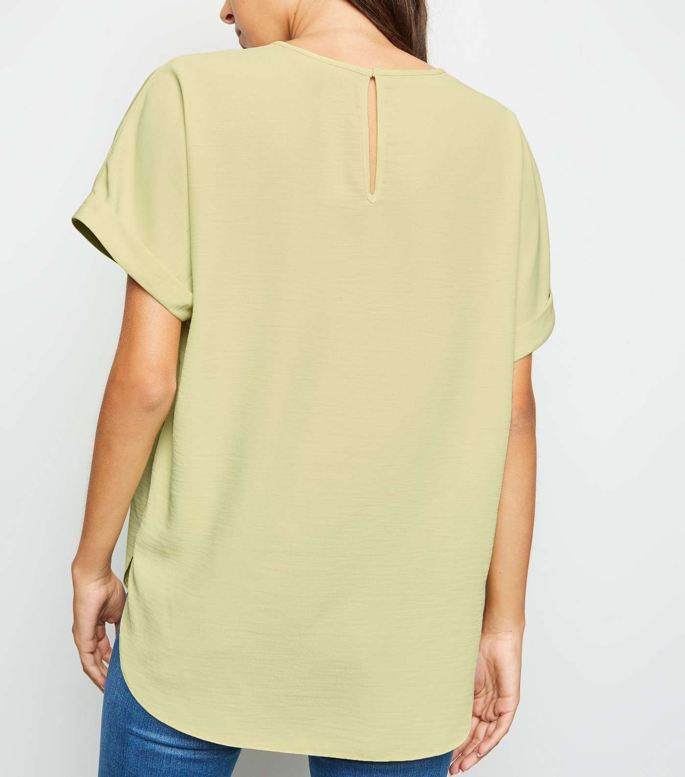Green Rolled Sleeve Top Image 3