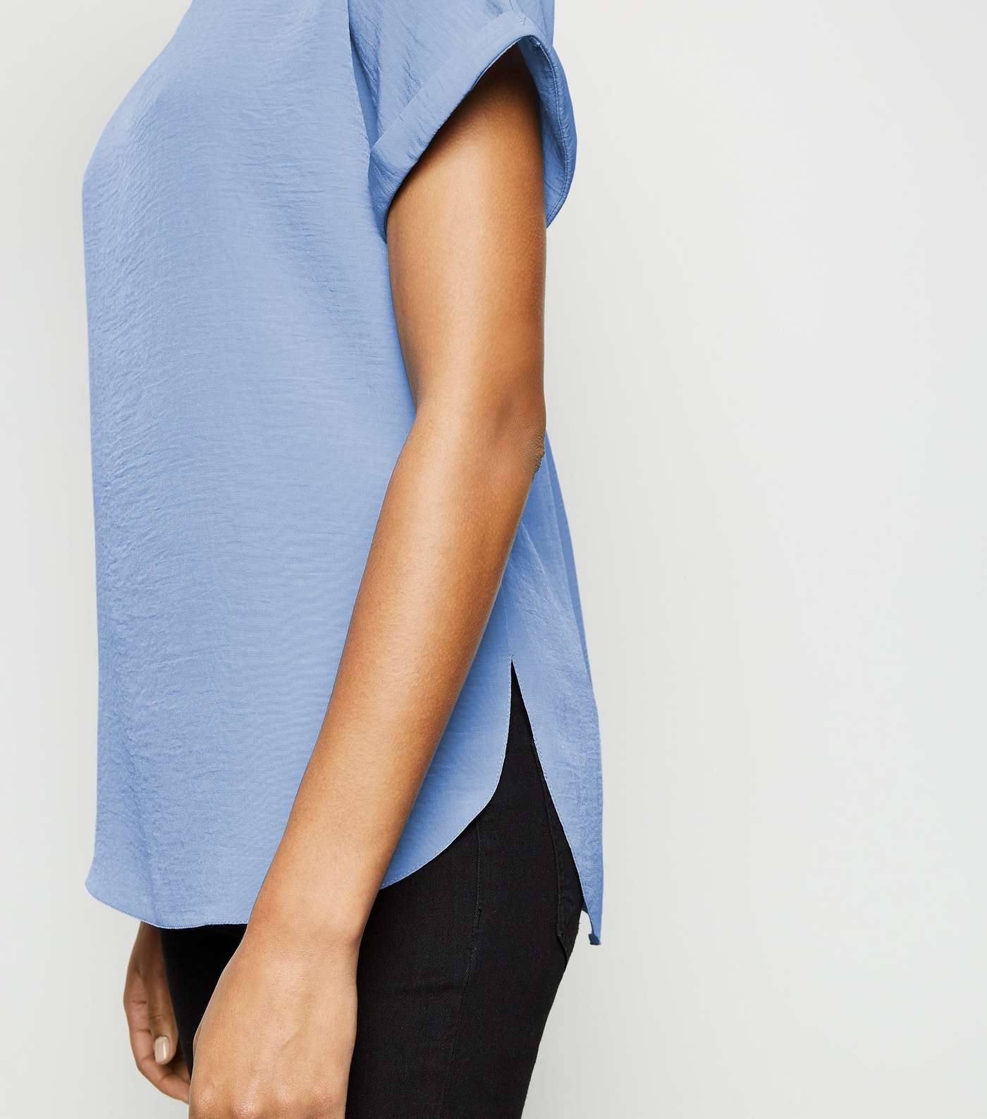 Pale Blue Rolled Sleeve Top Image 2