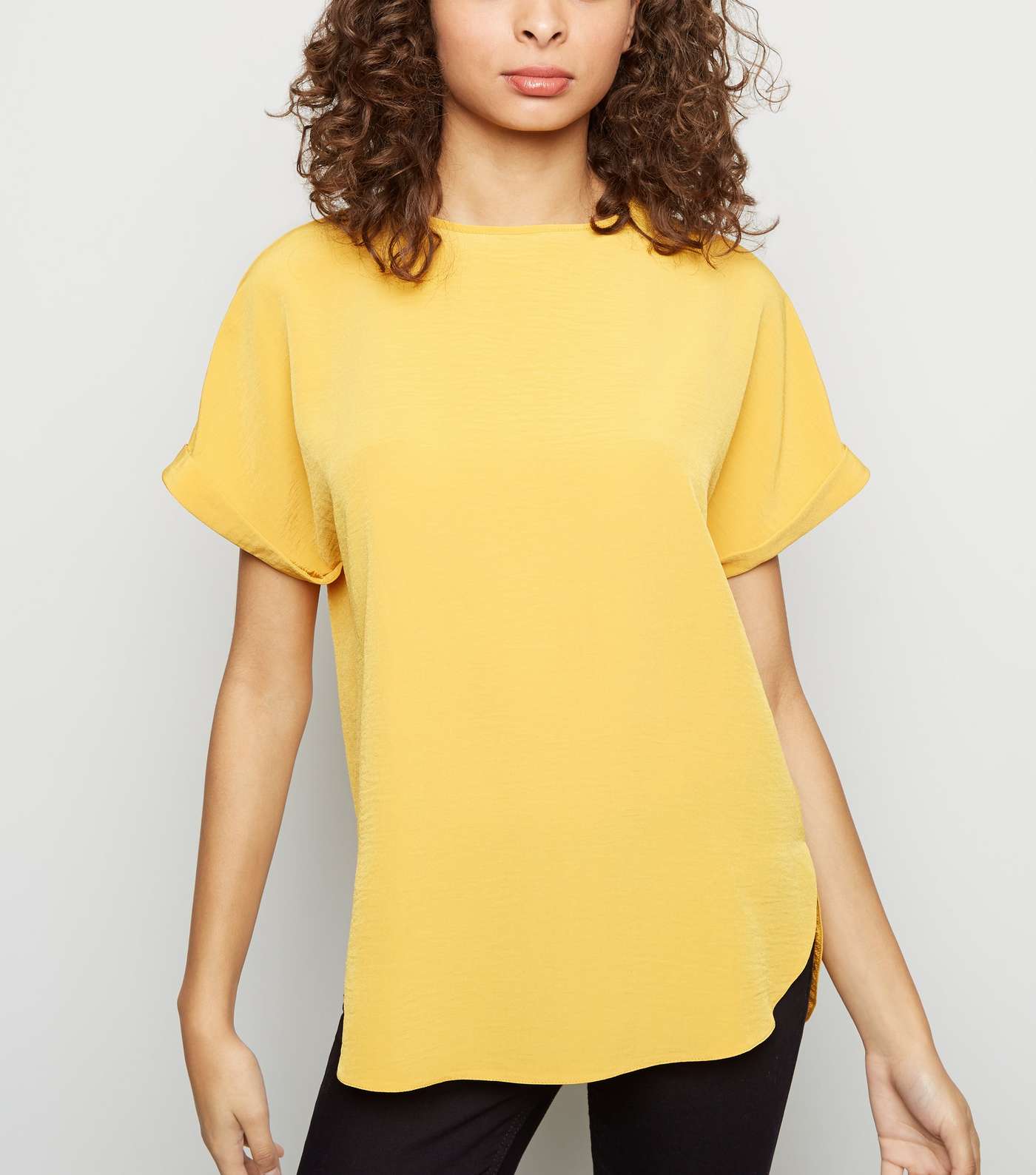 Yellow Rolled Sleeve Top