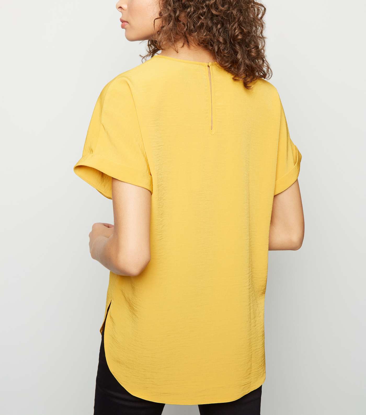 Yellow Rolled Sleeve Top Image 3