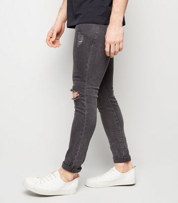 dark grey ripped skinny jeans mens