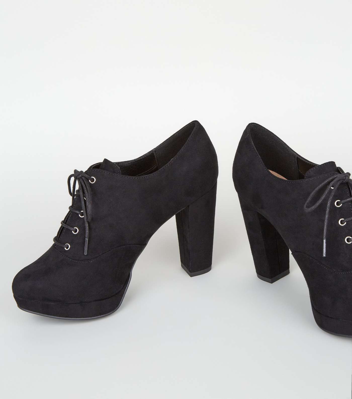 Wide Fit Black Suedette Lace Up Shoe Boots Image 4