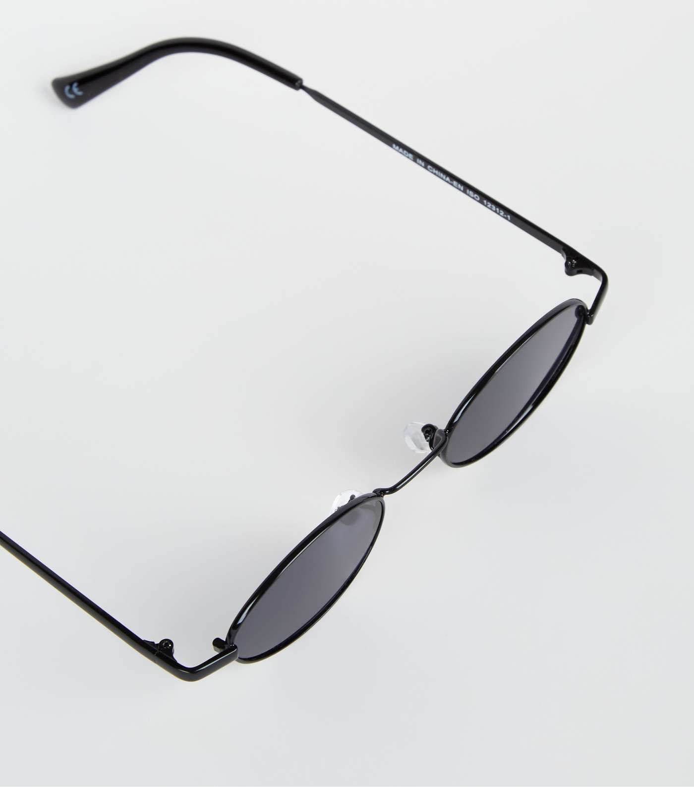 Black Mini Oval Sunglasses Image 3