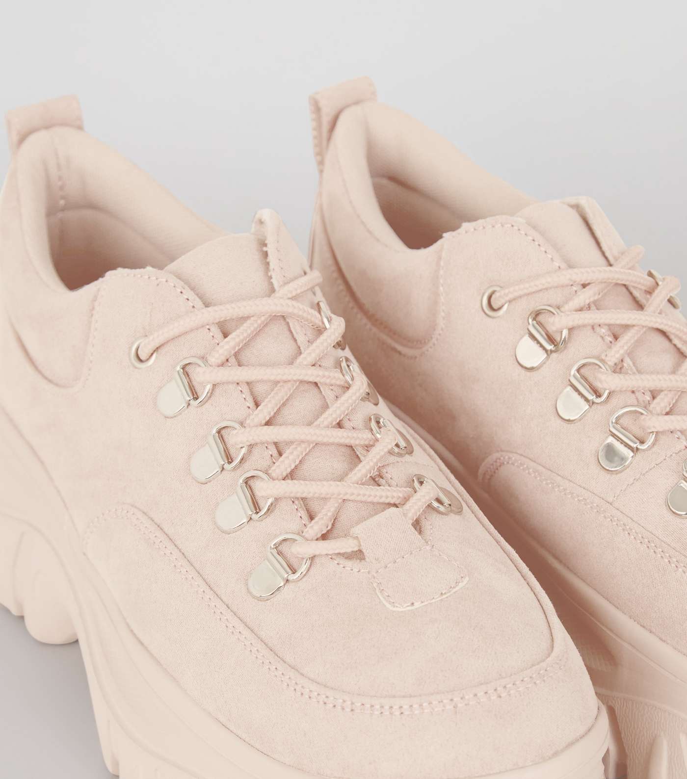 Nude Suedette Chunky Sole Hiker Trainers Image 4