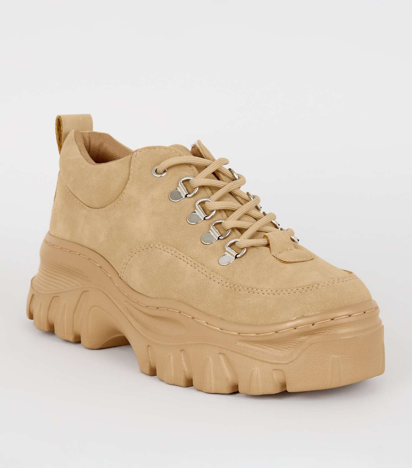 Camel Suedette Chunky Sole Hiker Trainers