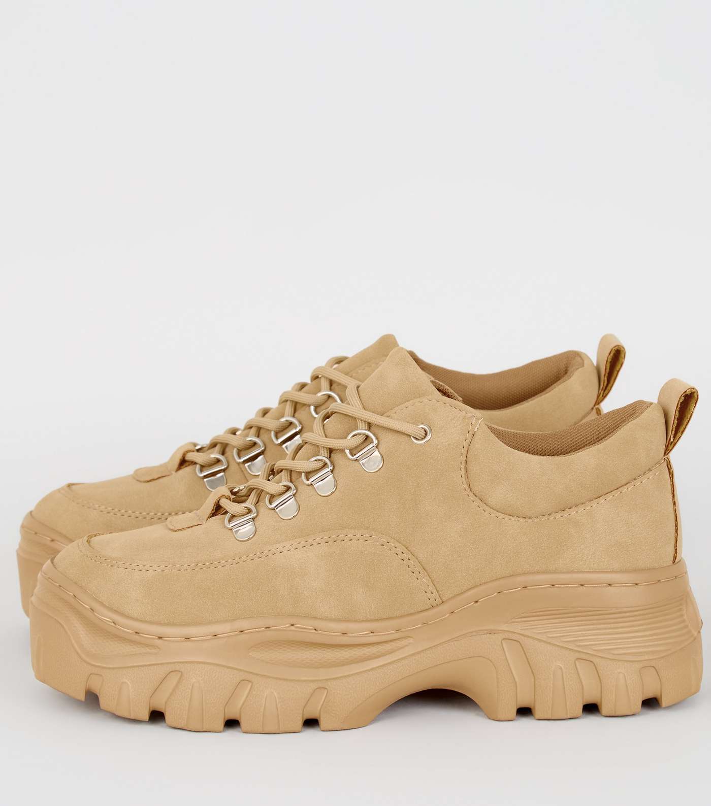 Camel Suedette Chunky Sole Hiker Trainers Image 3