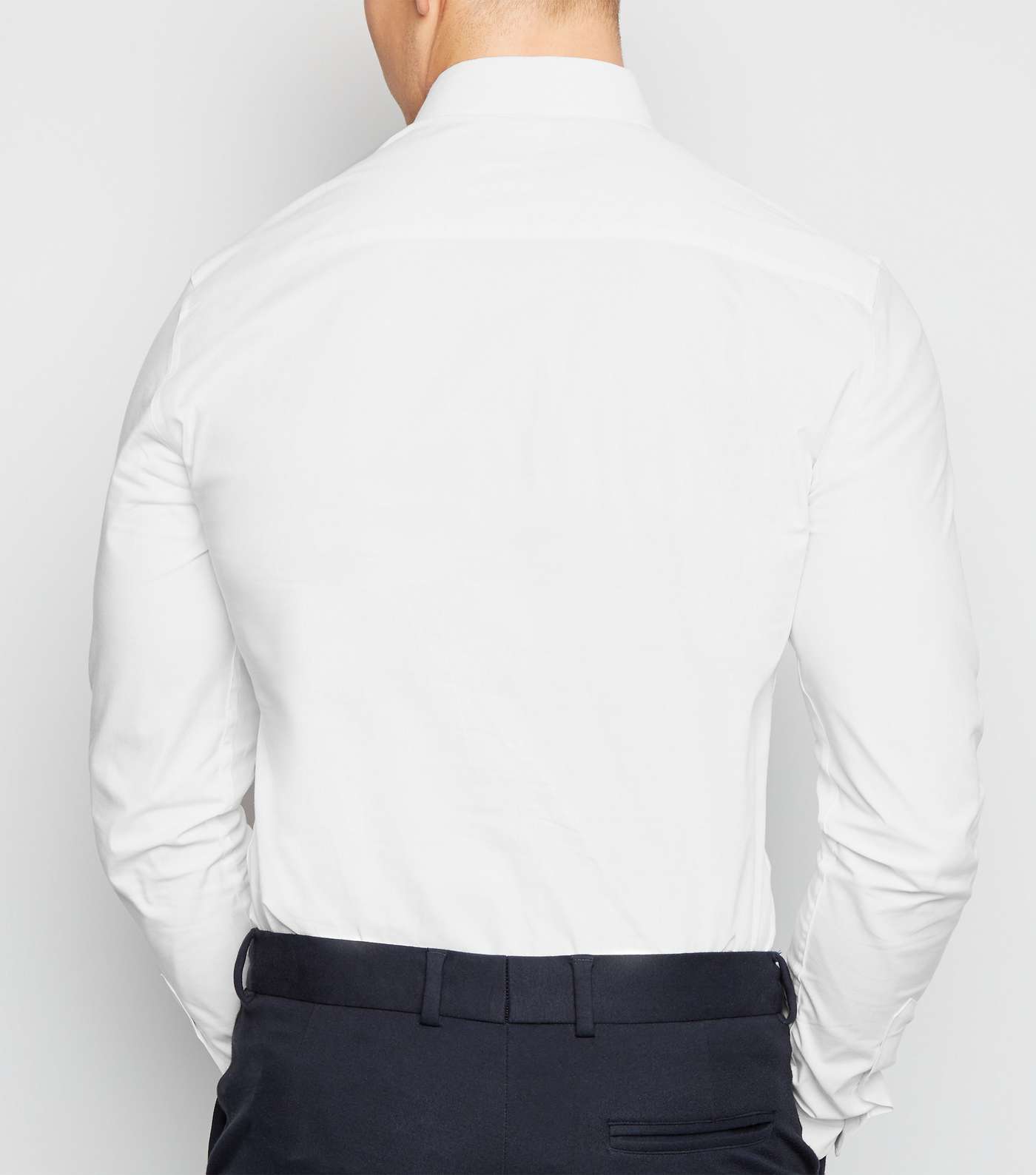 White Long Sleeve Muscle Fit Poplin Shirt Image 3