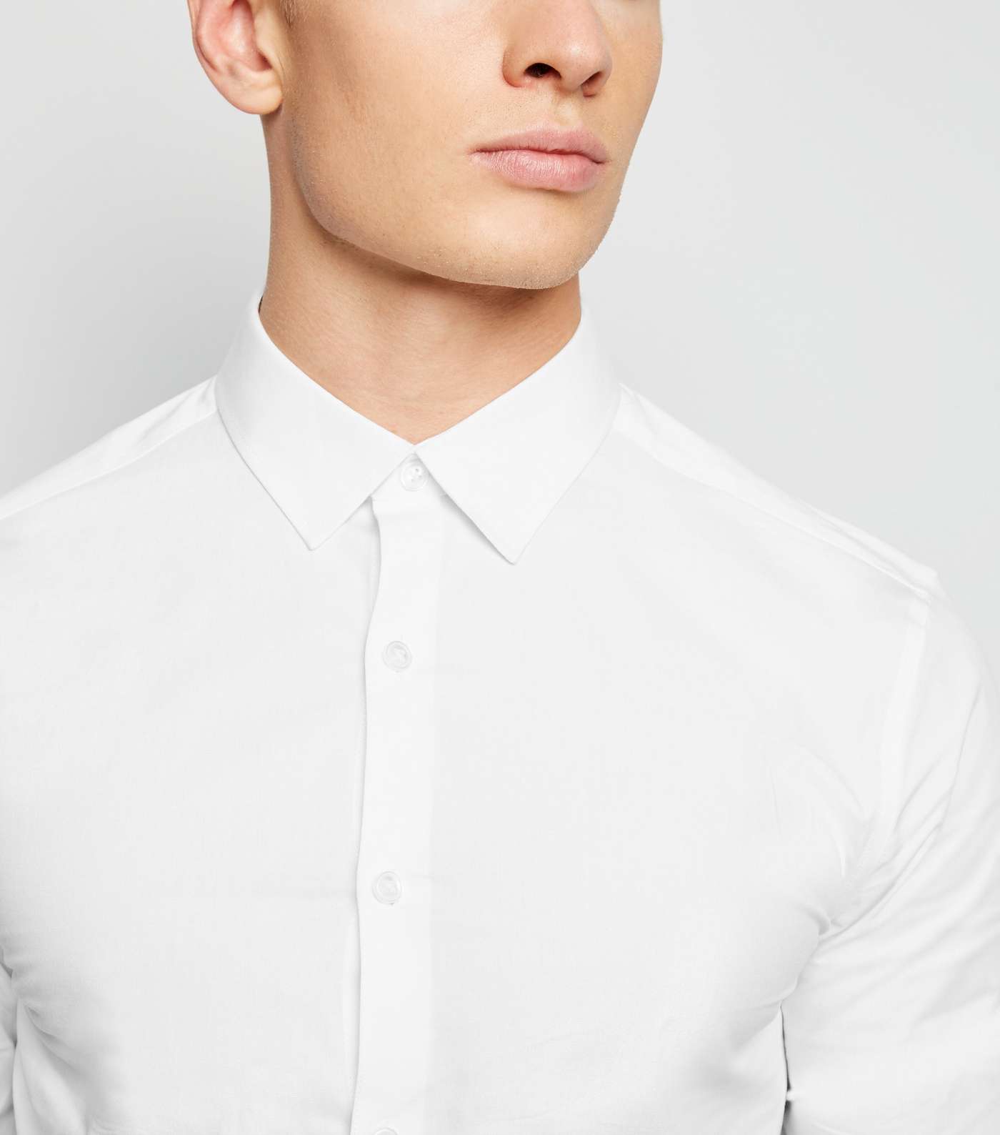 White Long Sleeve Muscle Fit Poplin Shirt Image 5