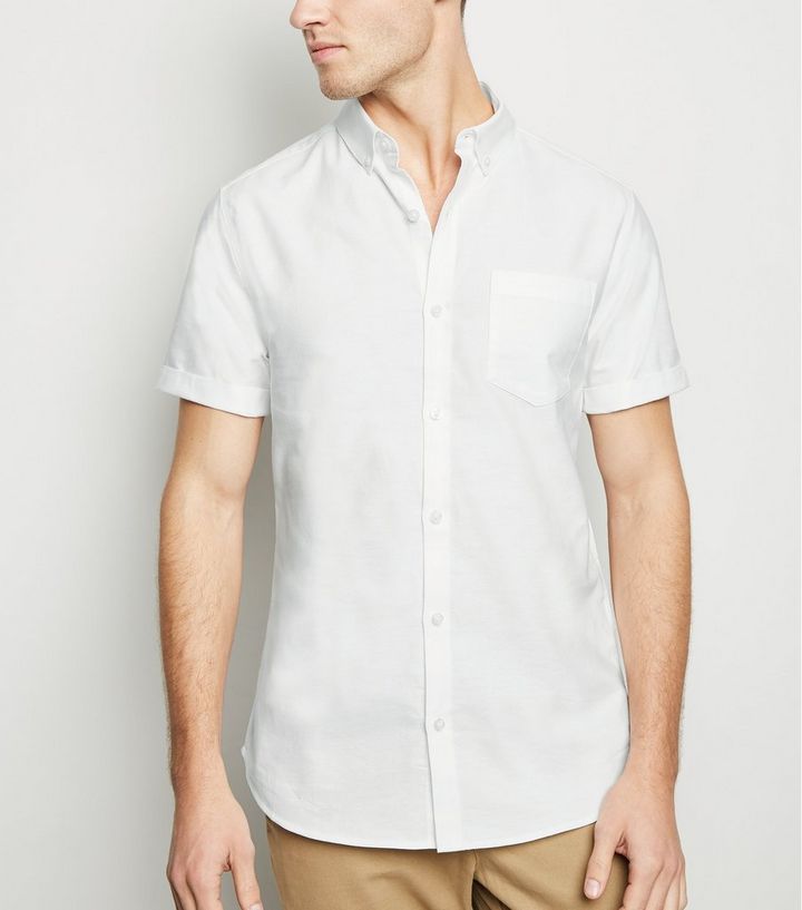 White Short Sleeve Cotton Oxford Shirt New Look