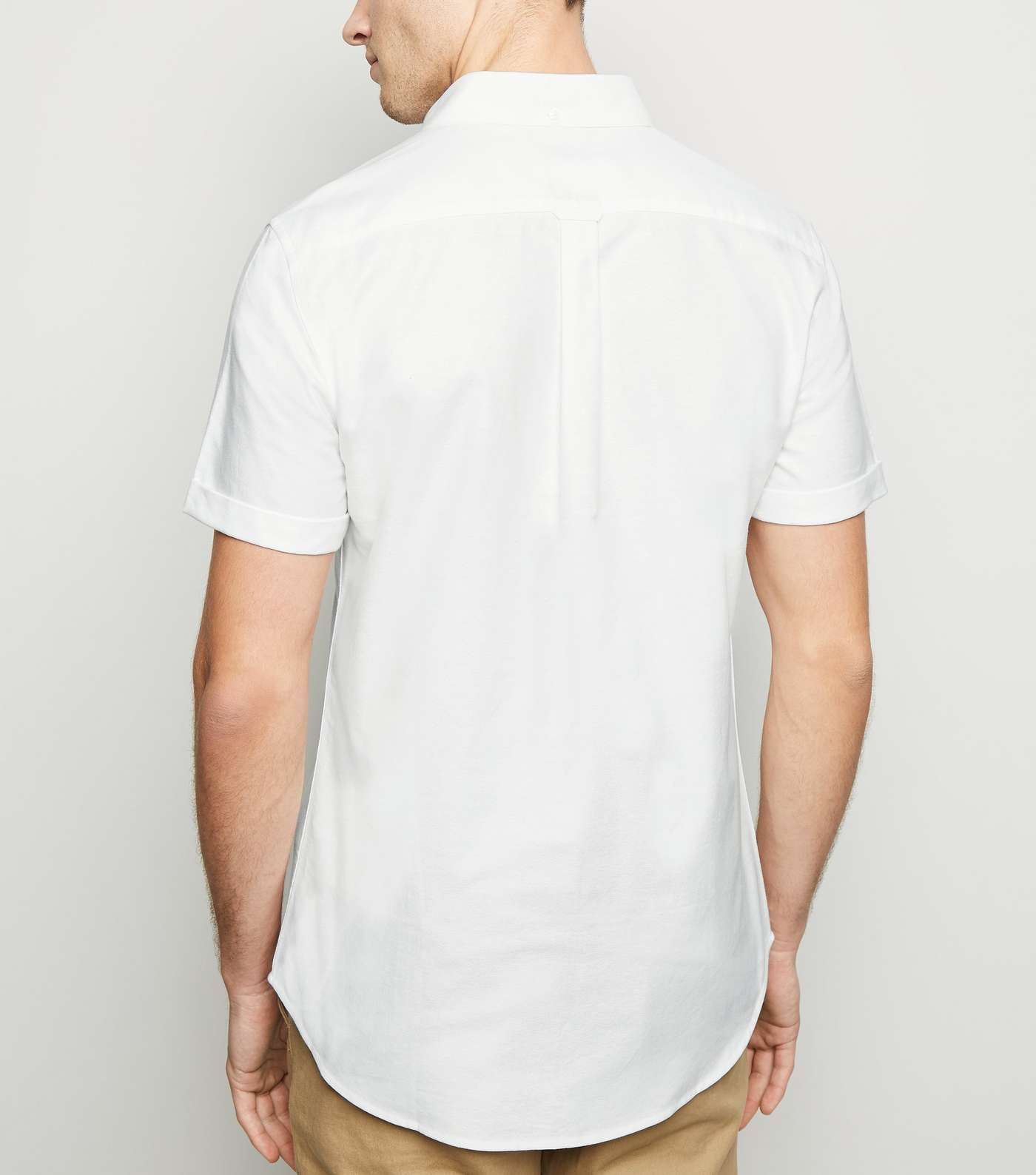 White Short Sleeve Cotton Oxford Shirt Image 3