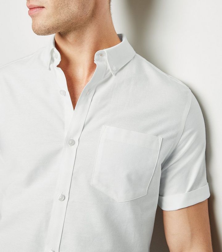 White Short Sleeve Cotton Oxford Shirt New Look
