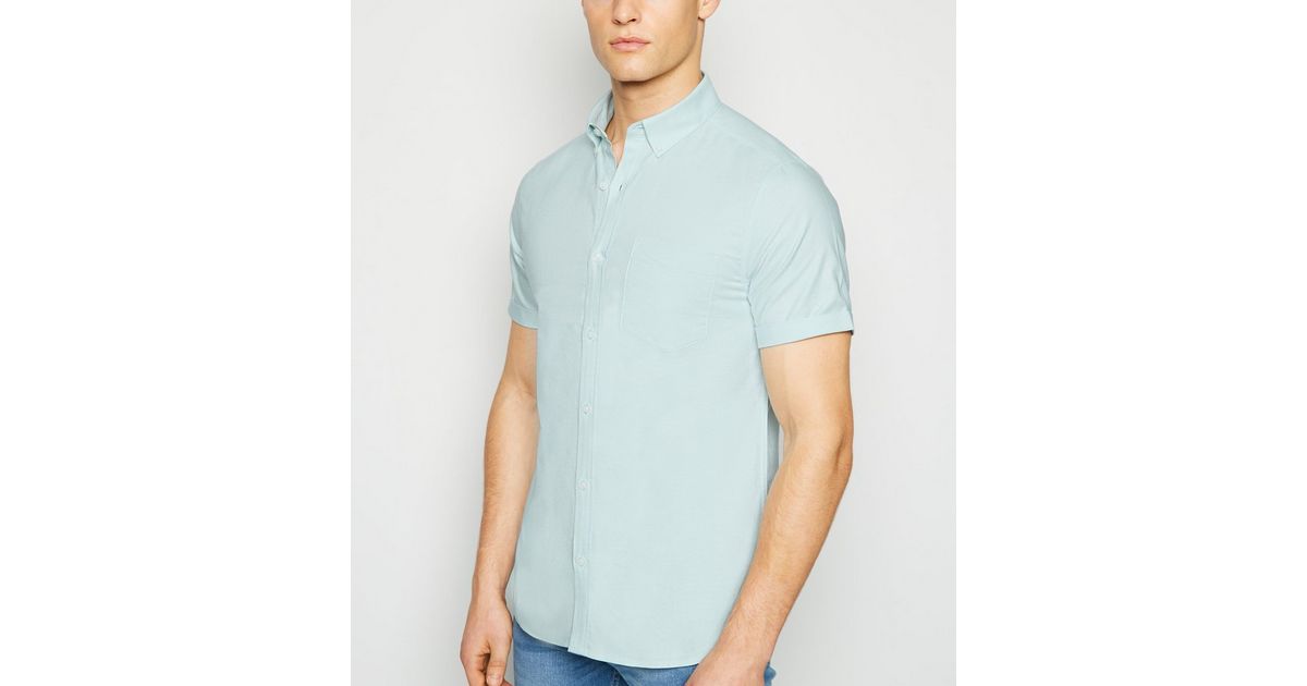 Mint Green Short Sleeve Cotton Oxford Shirt New Look