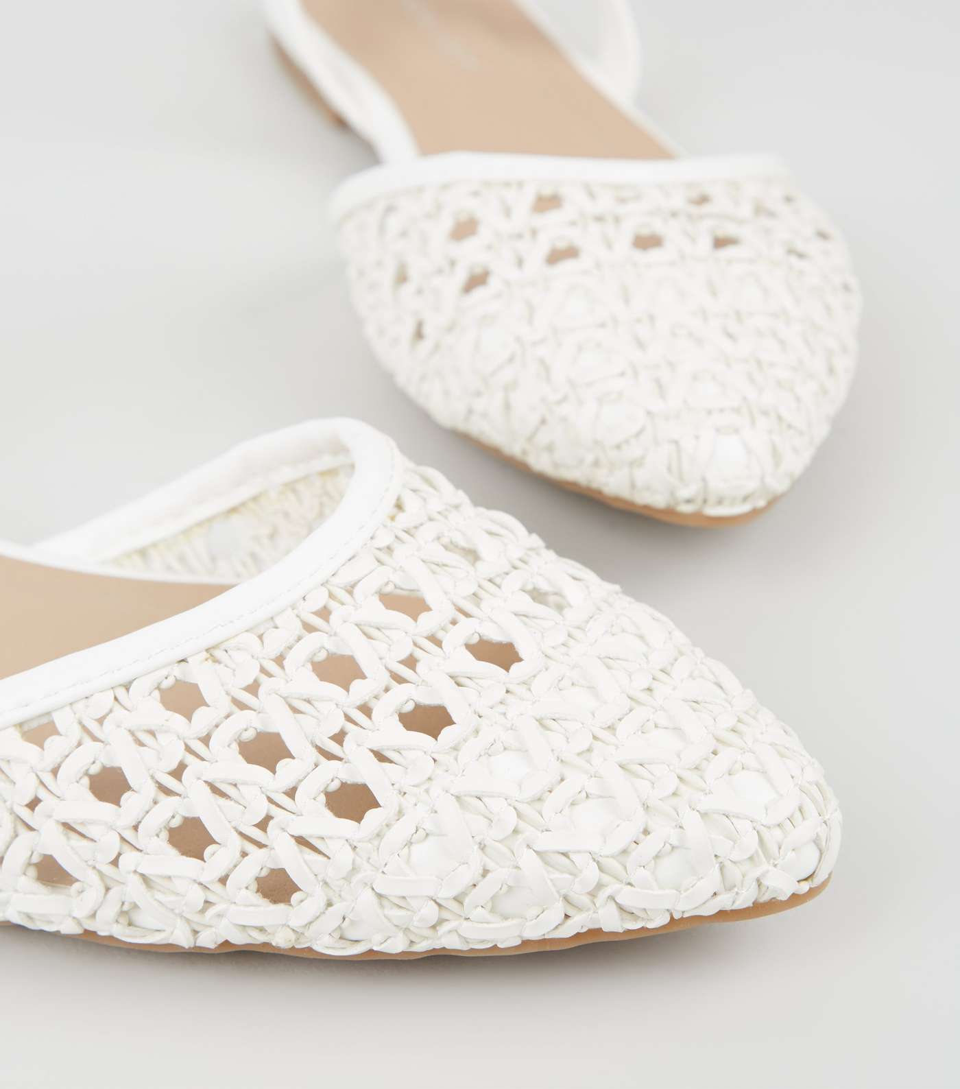 White Leather-Look Woven Sandals Image 3