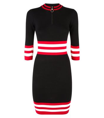 black dress with red stripe
