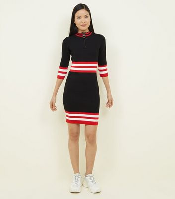 QED Black and Red Stripe Waist Bodycon Dress New Look shop for QED Black and Red Stripe Waist Bodycon Dress New Look at Shopo