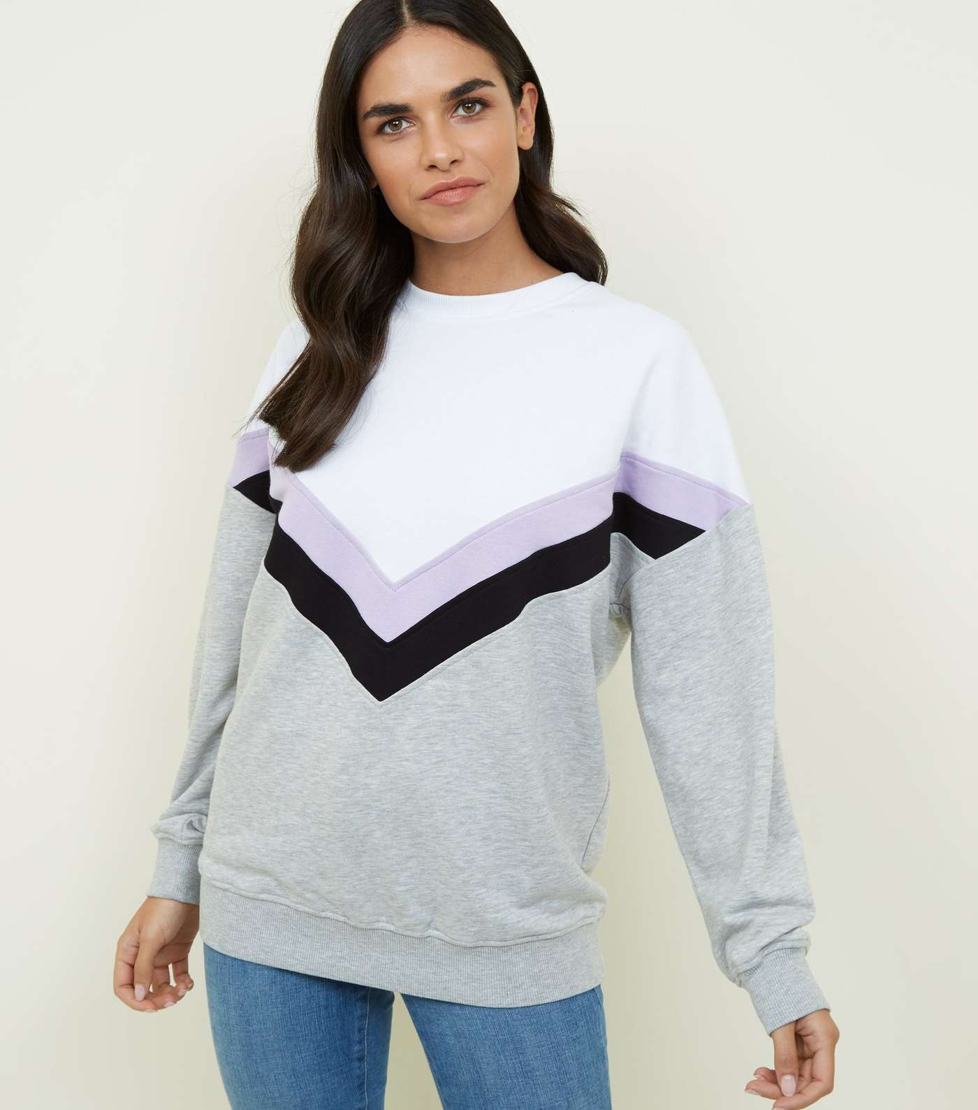 Lilac Chevron Colour Block Sweatshirt 