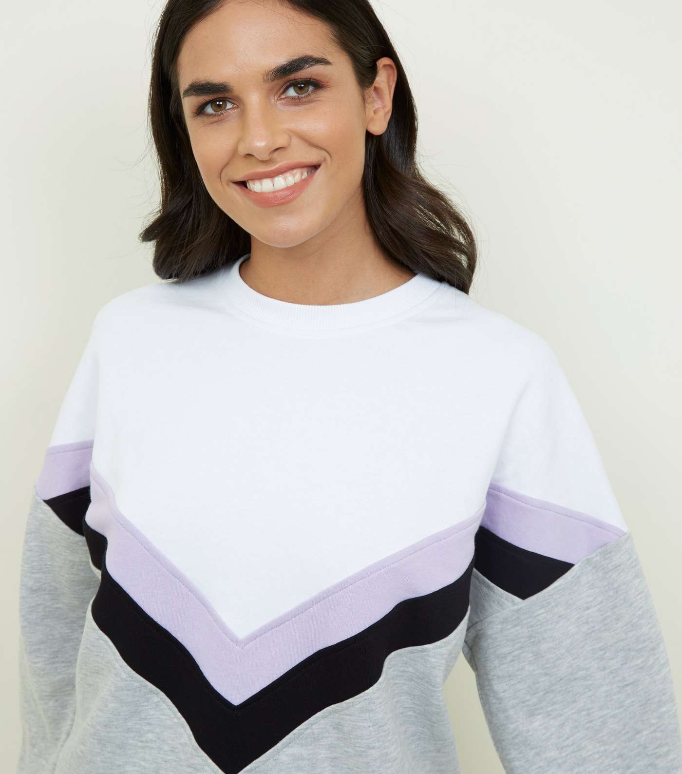 Lilac Chevron Colour Block Sweatshirt  Image 5