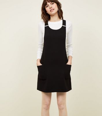 Black Crepe Jersey Pinafore Dress | New 