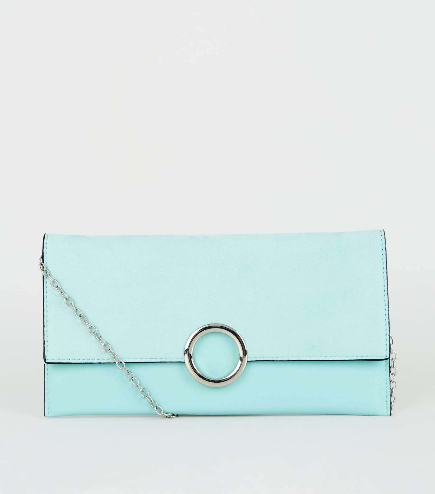 Mint Green Leather-Look Ring Front Clutch