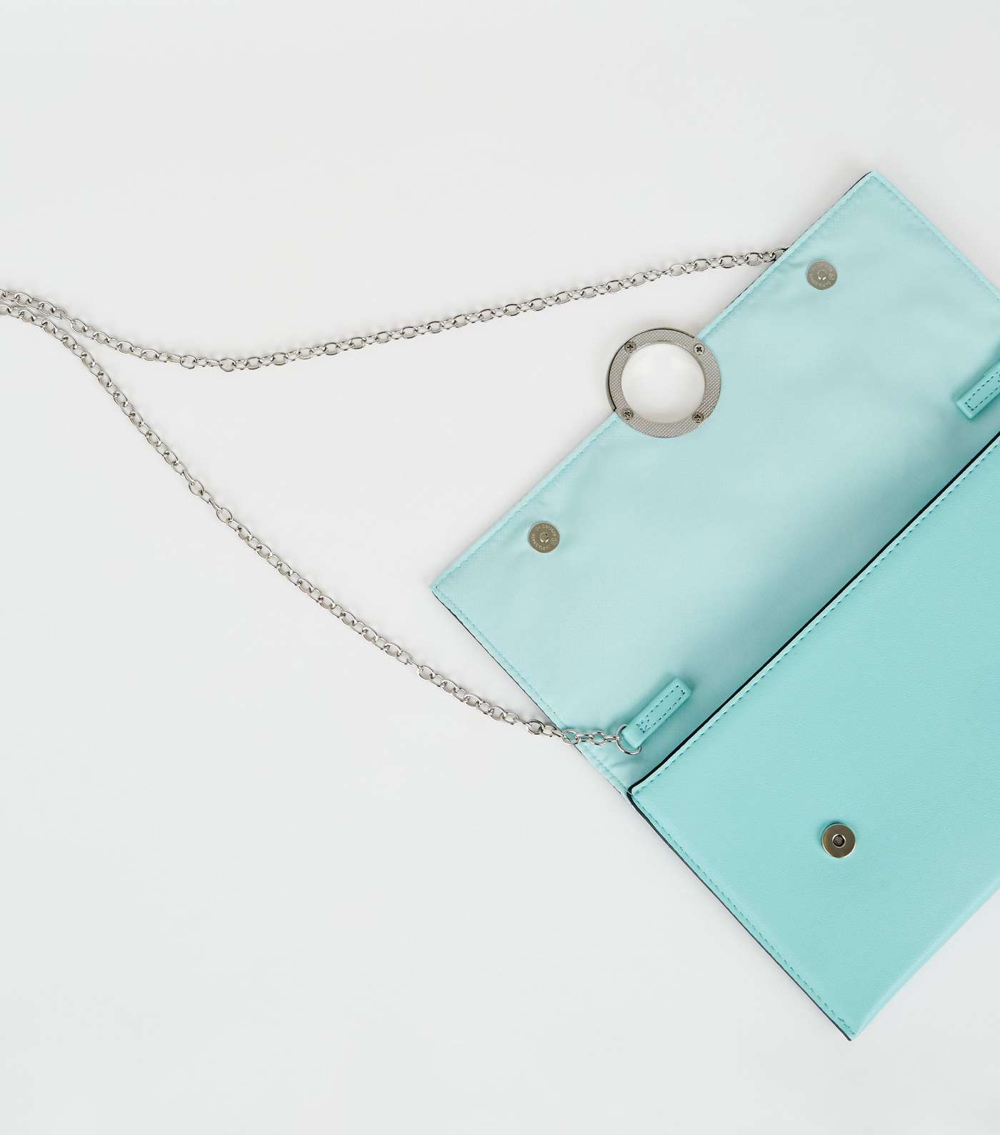 Mint Green Leather-Look Ring Front Clutch Image 3