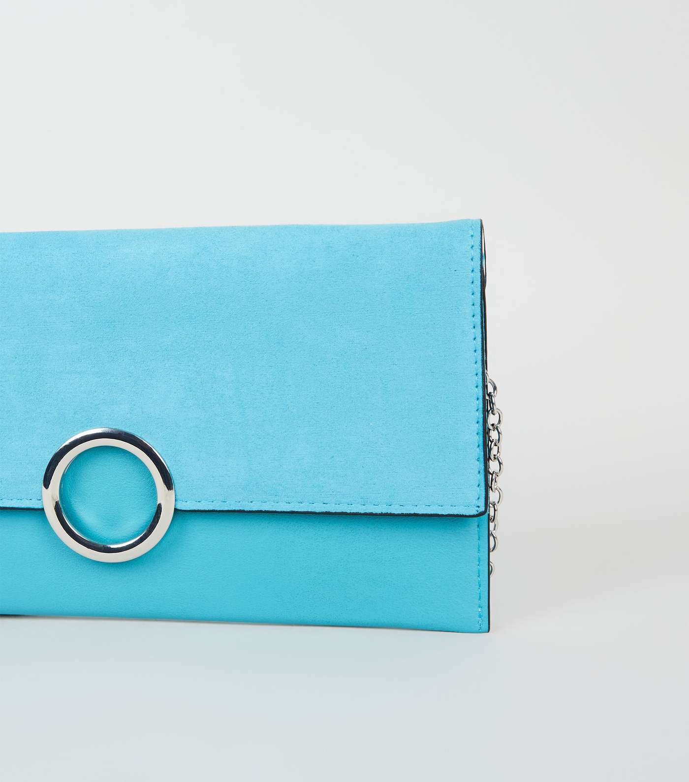 Turquoise Leather-Look Ring Front Clutch  Image 3
