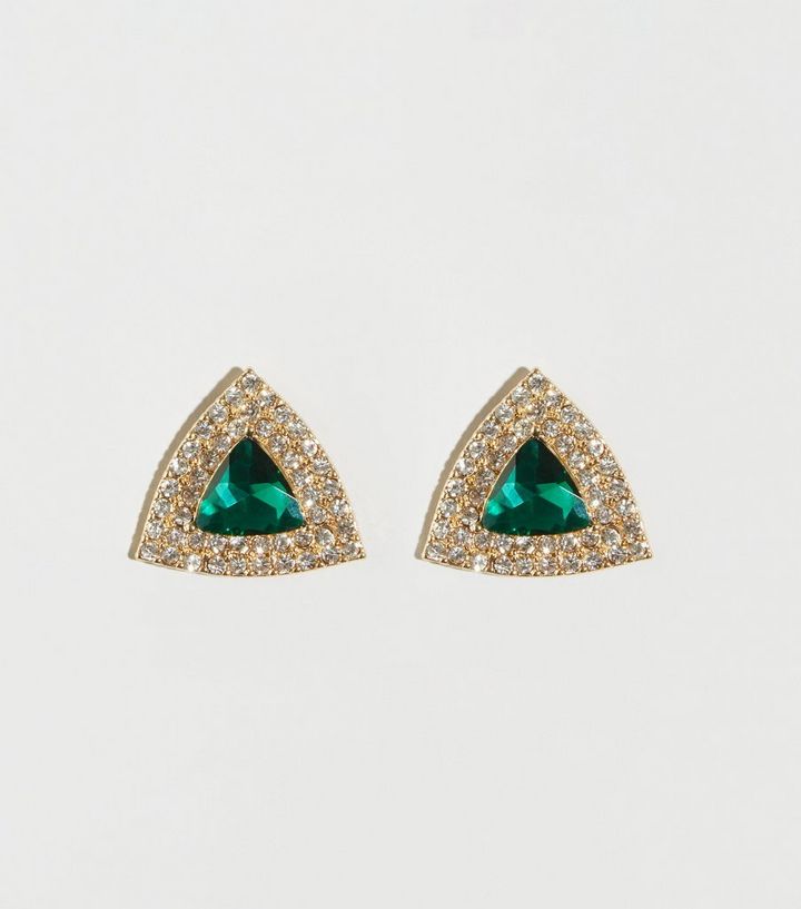 Green Diamanté Triangle Stud Earrings Add To Saved Items Remove From Green Diamanté Triangle Stud Earrings Add To Saved Items Remove From