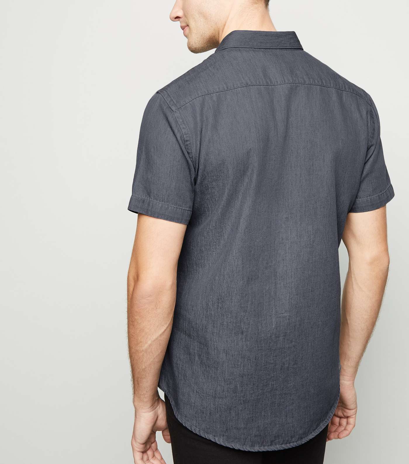 Grey Denim Short Sleeve Shirt Image 3