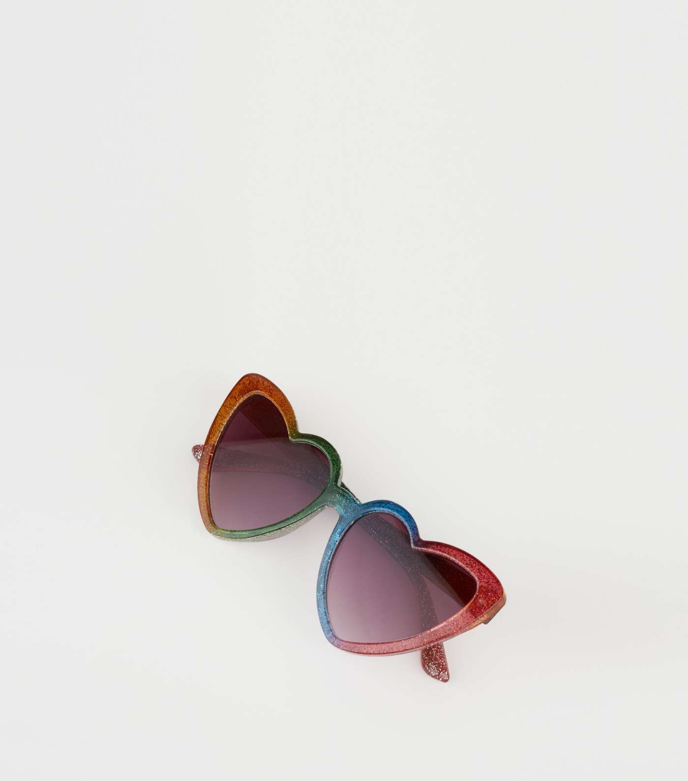 Girls Rainbow Glitter Heart Frame Sunglasses Image 4