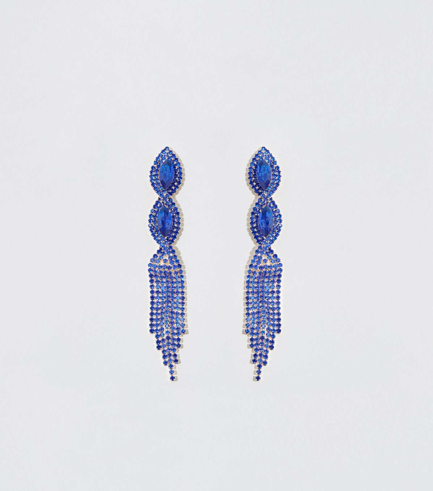 Blue Premium Gem Twist Chandelier Earrings