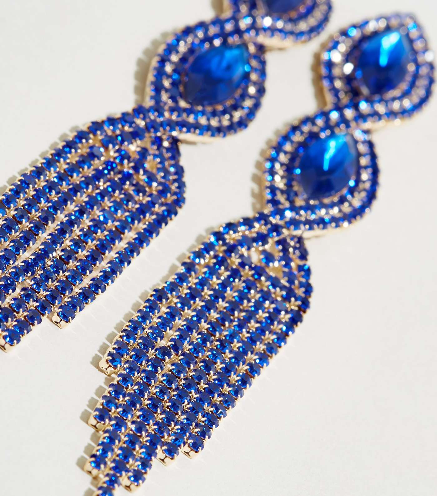 Blue Premium Gem Twist Chandelier Earrings Image 3