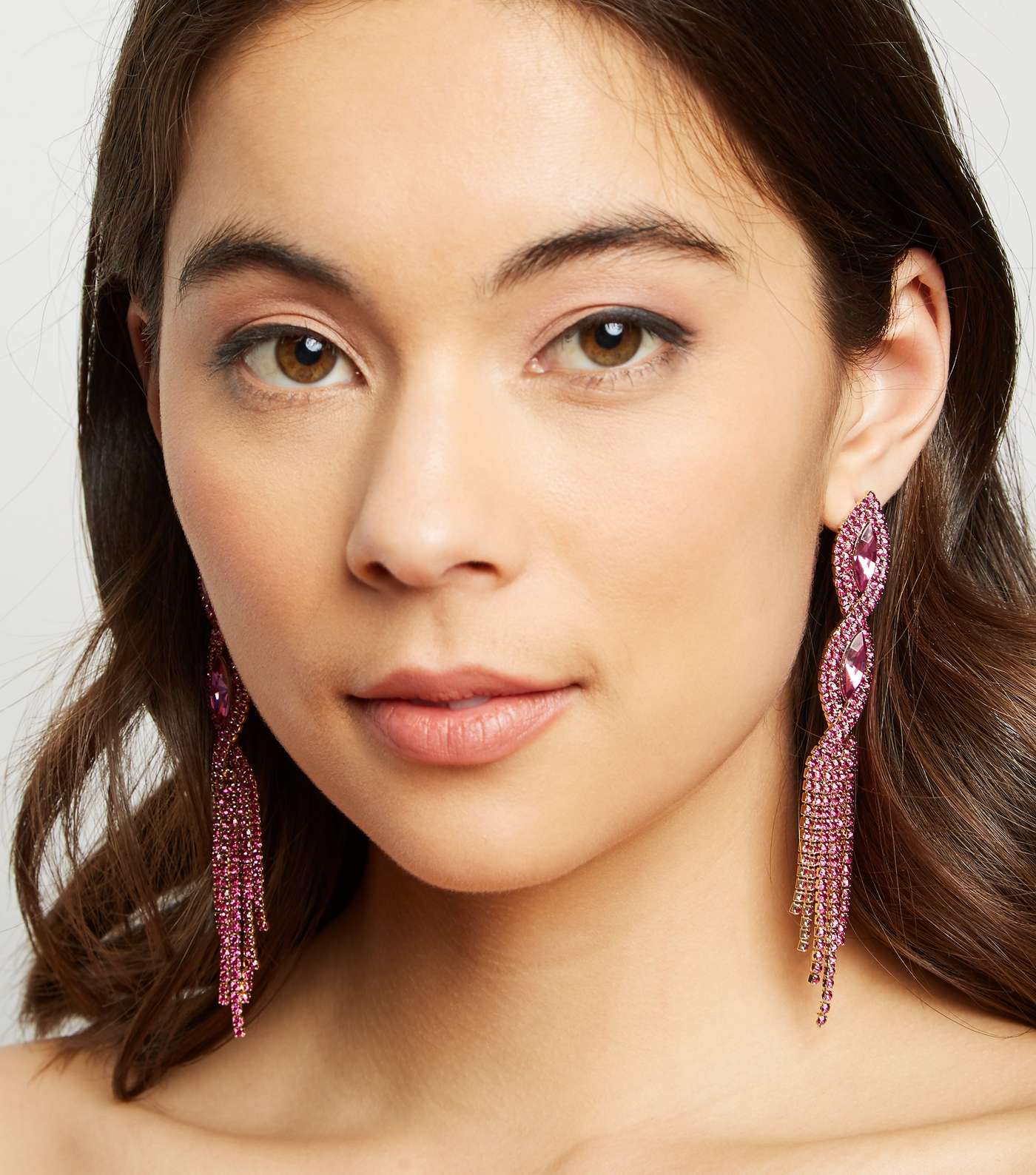 Purple Premium Gem Twist Chandelier Earrings Image 2
