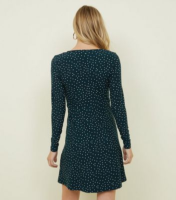 new look green polka dot dress