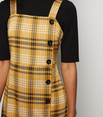 Mustard check shop pinafore dress