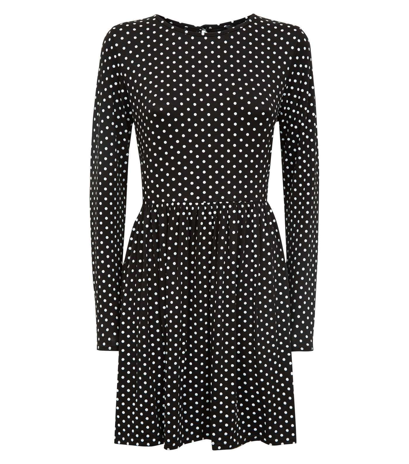 Black Spot Print Long Sleeve Smock Dress | New Look
