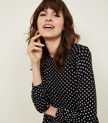 spotty long sleeve dress