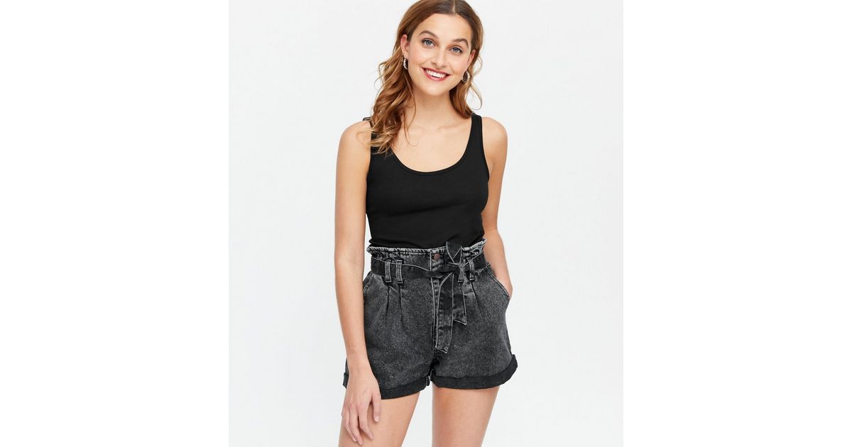 black scoop neck vest