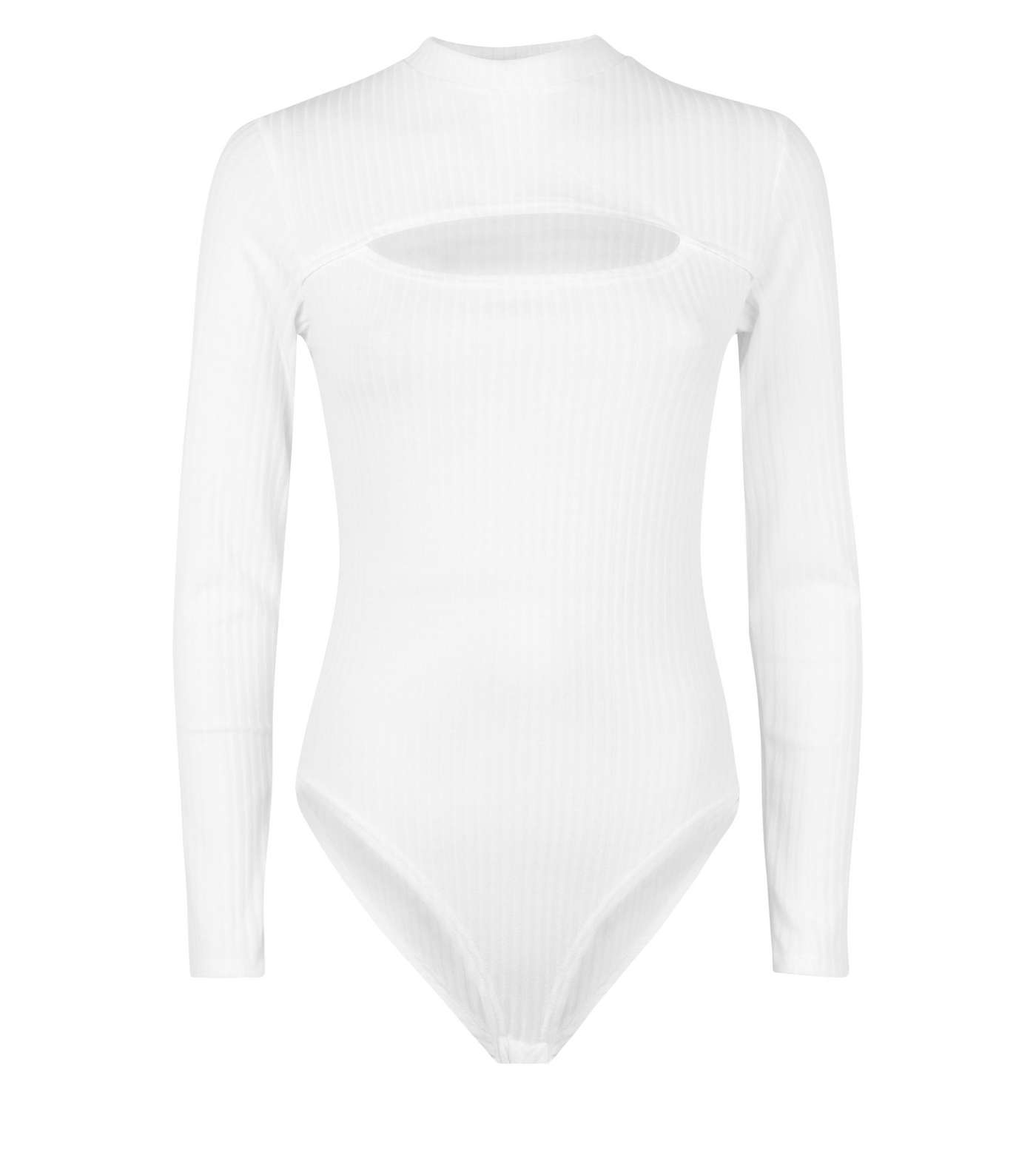 Cream Ribbed Cut Out Bodysuit Image 4
