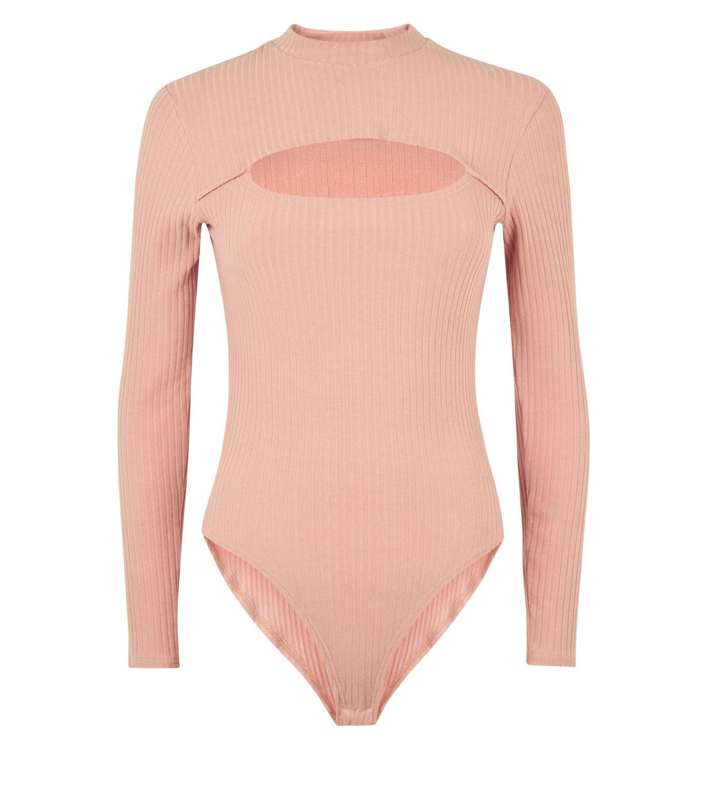 Pink Ribbed Cut Out Bodysuit Image 4