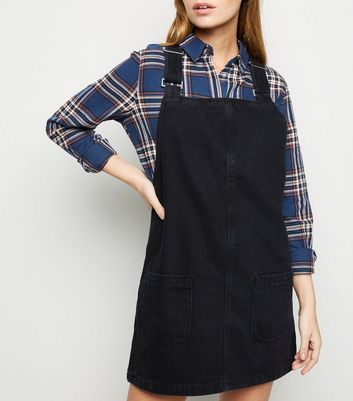 denim pinafore dress new look