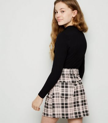 new look pink denim skirt