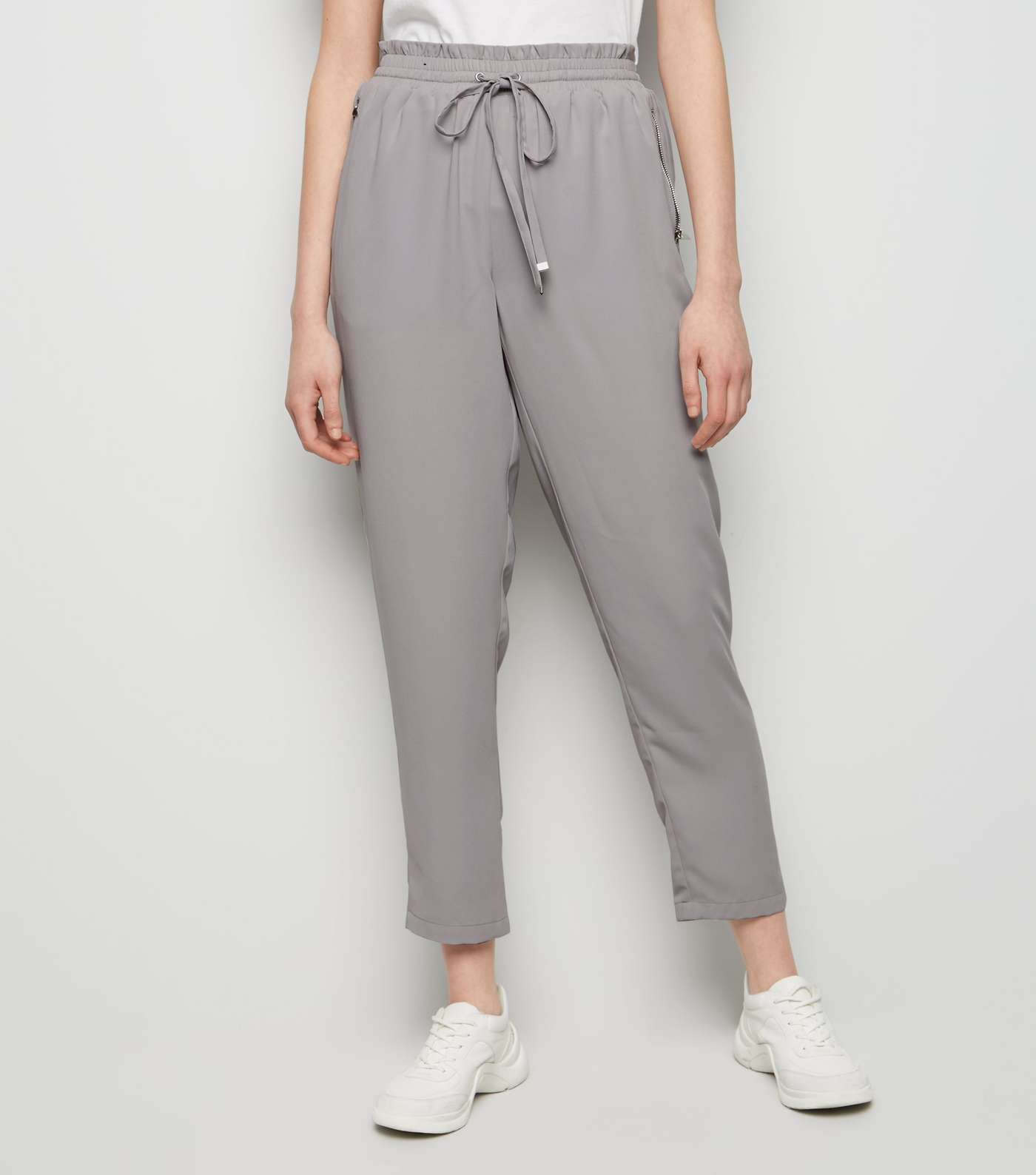 Pale Grey Textured Joggers Image 2