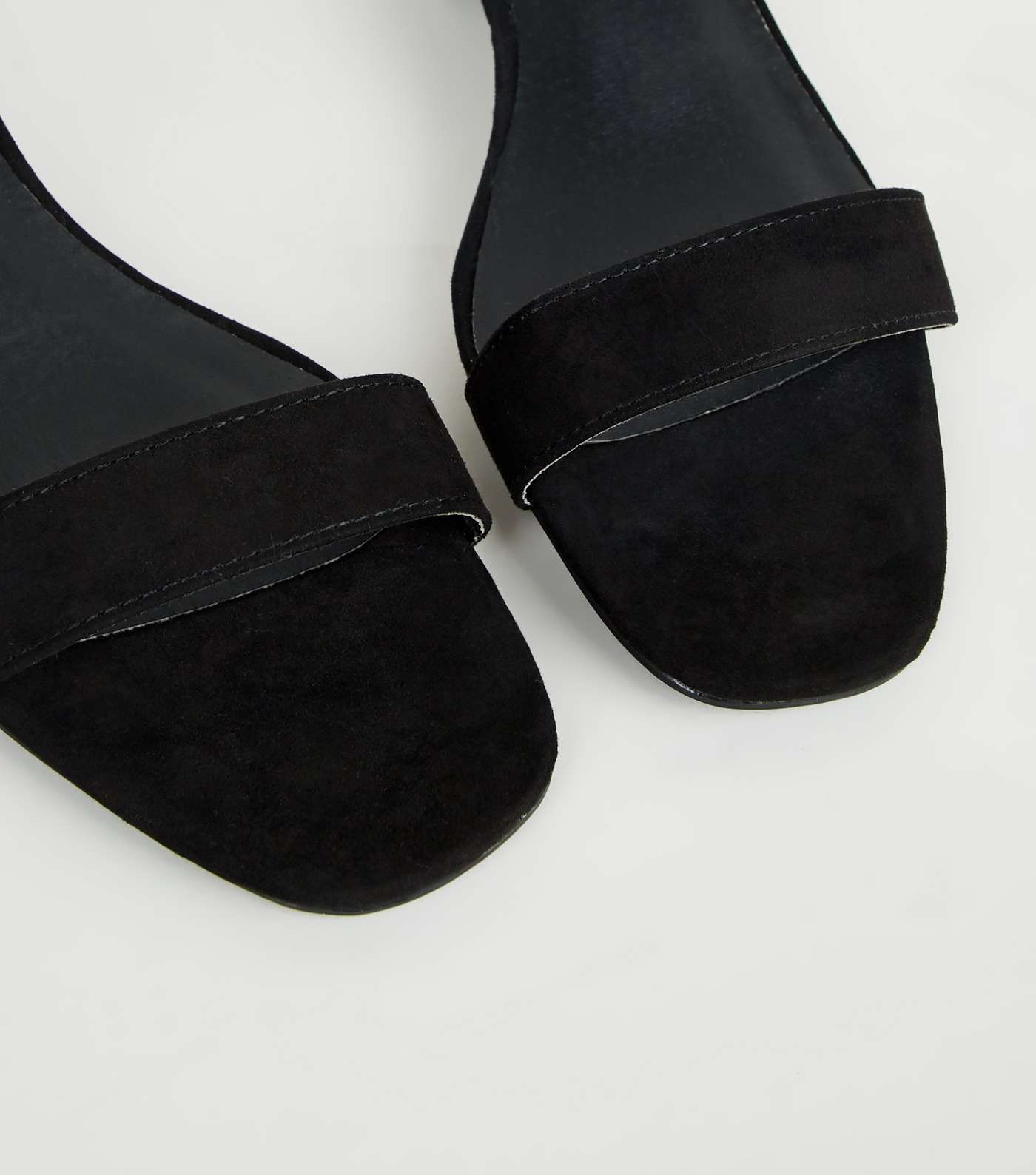 Black Suedette Low Block Heel Sandals Image 3