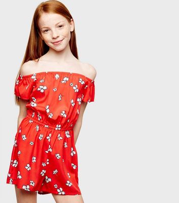 girls red playsuit