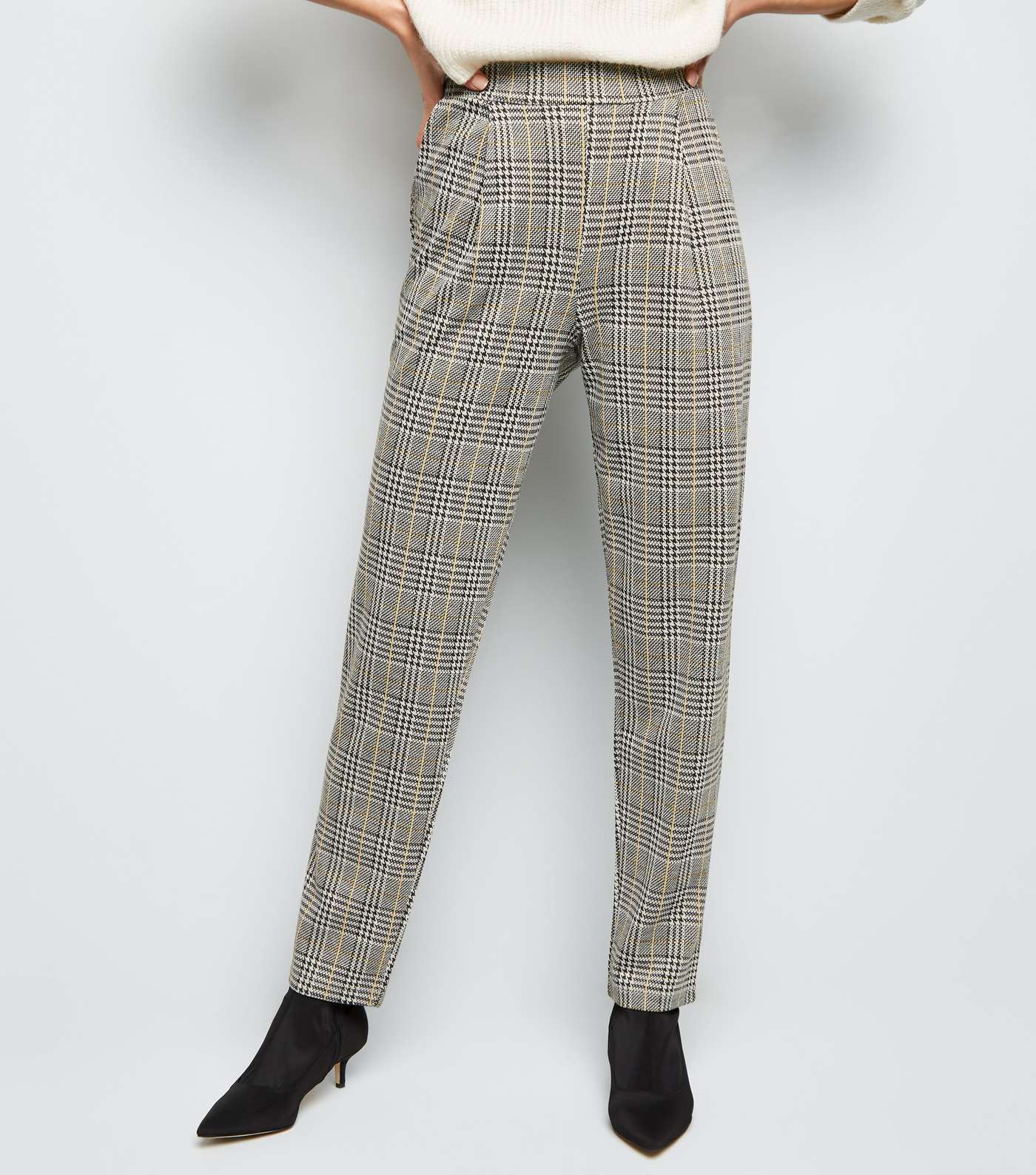 Tall Light Grey Check Pull On Trousers  Image 2