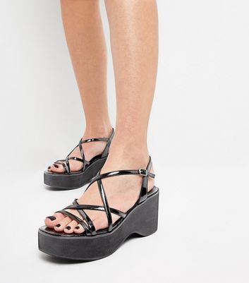 Black Strappy Platform Sandals | New Look